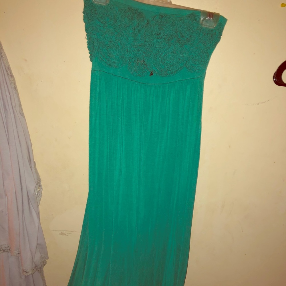 Attention - green strapless long dress